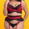 Lovehoney Plus Size Empress Red Satin and Lace Bra Set