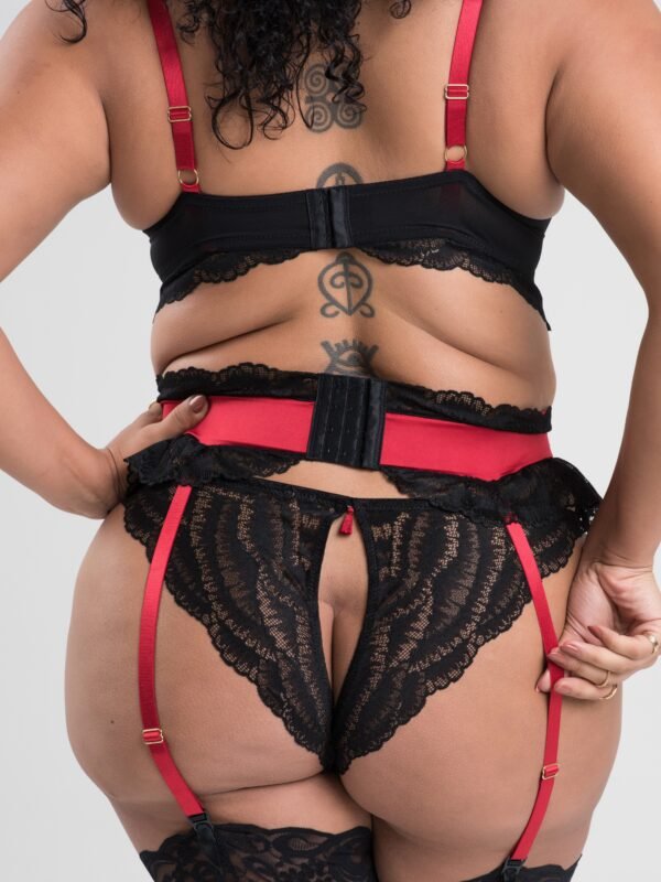 Lovehoney Plus Size Empress Red Satin and Lace Bra Set
