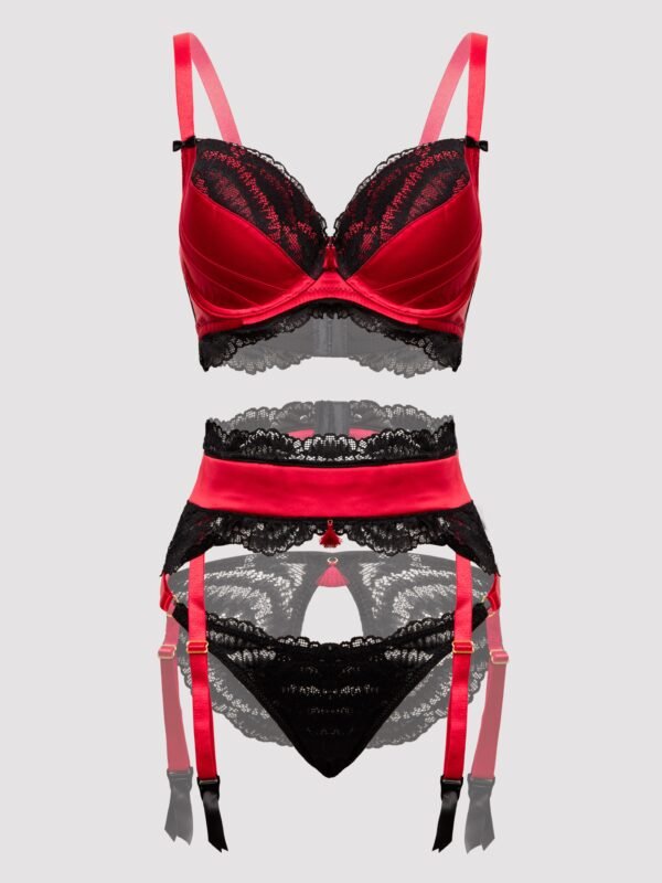 Lovehoney Plus Size Empress Red Satin and Lace Bra Set