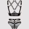 Lovehoney Plus Size Fierce Tough Love Wet Look Open-Cup Crotchless Bra Set