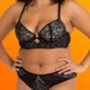 Lovehoney Plus Size Parisienne Charm Black Lace Crotchless Bra Set