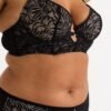 Lovehoney Plus Size Parisienne Charm Black Lace Crotchless Bra Set