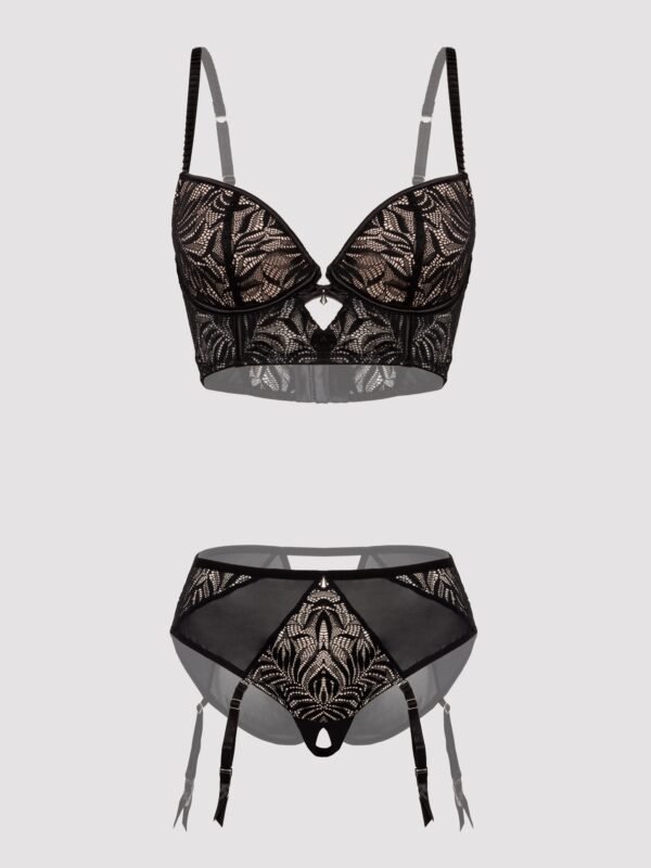 Lovehoney Plus Size Parisienne Charm Black Lace Crotchless Bra Set