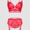 Lovehoney Plus Size Parisienne Charm Red Lace Crotchless Bra Set