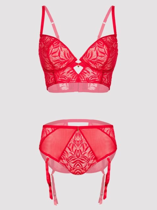 Lovehoney Plus Size Parisienne Charm Red Lace Crotchless Bra Set