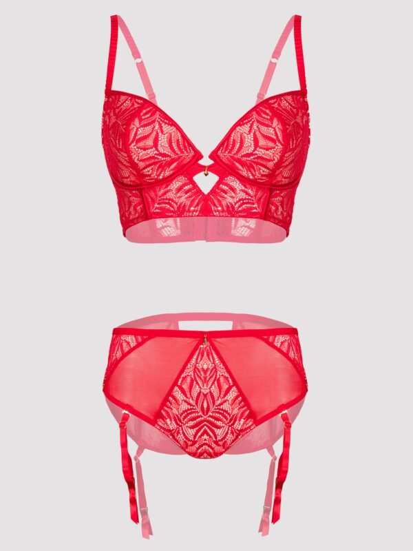 Lovehoney Plus Size Parisienne Charm Red Lace Crotchless Bra Set