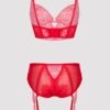 Lovehoney Plus Size Parisienne Charm Red Lace Crotchless Bra Set