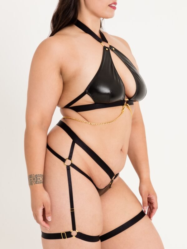 Lovehoney Plus Size Fierce Caged Desire Black Bra Set