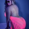 Fantasy Lingerie Plus Size UV Reactive Neon Pink Halterneck Mini Dress