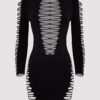 Lovehoney Plus Size Black Criss-Cross Long Sleeve Dress