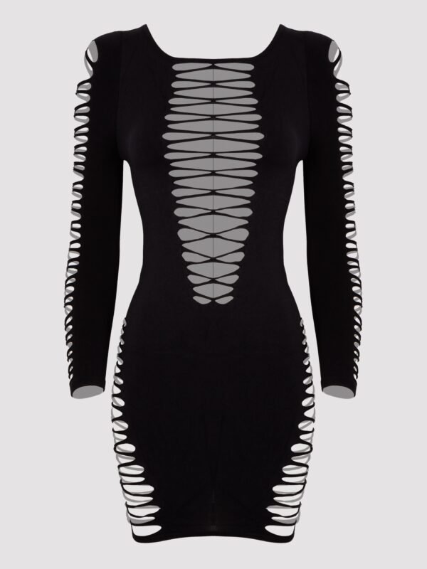 Lovehoney Plus Size Black Criss-Cross Long Sleeve Dress