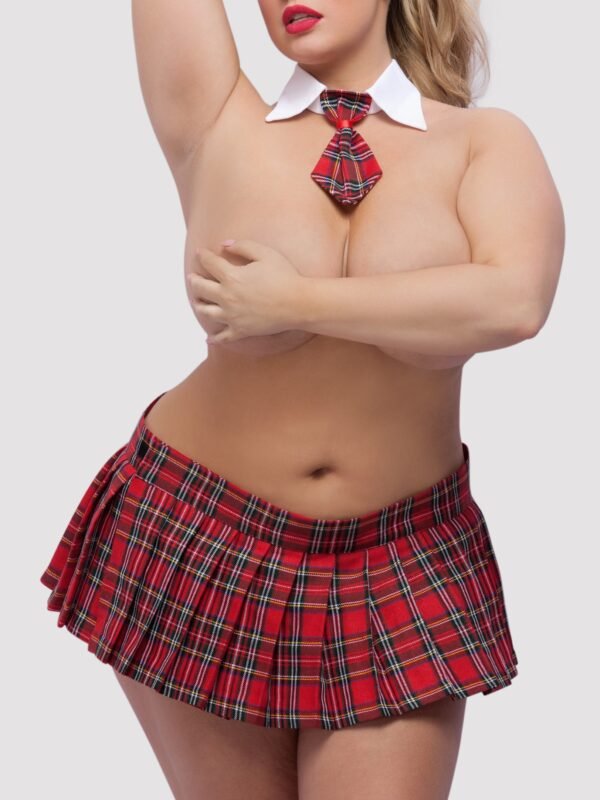 Lovehoney Fantasy Plus Size Plaid Skirt and Tie Set