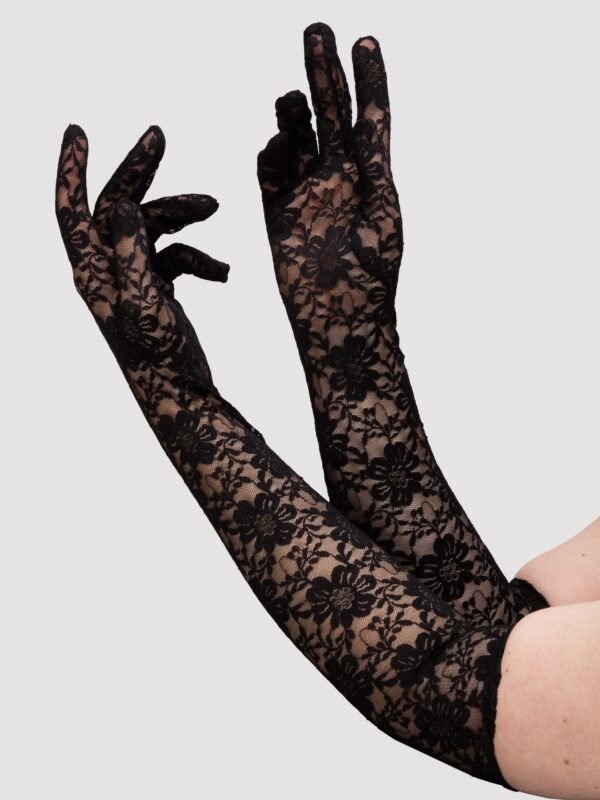 Lovehoney Fantasy Plus Size Black Elbow-Length Lace Gloves