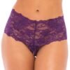 Oh La La Cheri Plus Size Purple Floral Lace Crotchless Shorts