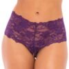 Oh La La Cheri Plus Size Purple Floral Lace Crotchless Shorts