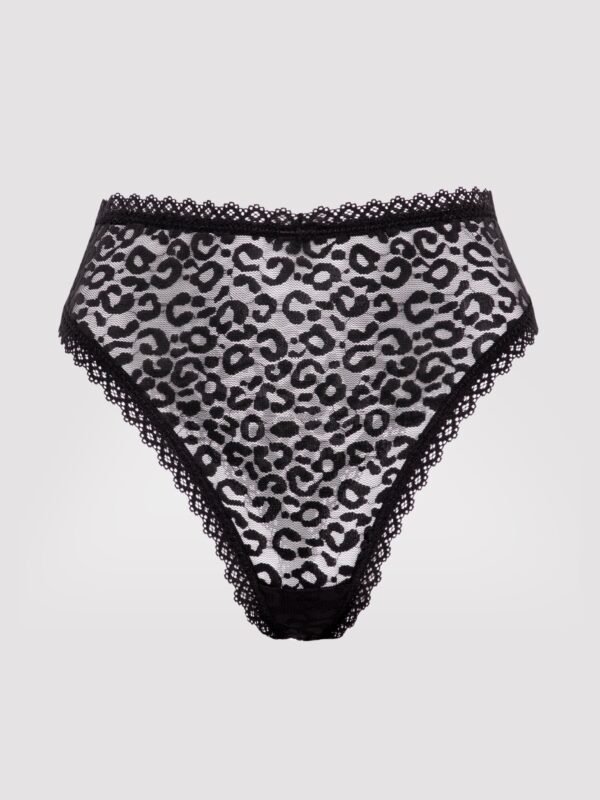Lovehoney Black High-Waisted Leopard Lace Thong