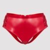 Lovehoney Plus Size Fierce Leather Look Lace-Up Open-Back Red Crotchless Knickers