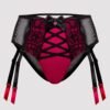Lovehoney Plus Size Boudoir Belle Cherry High-Waisted Brazilian Garter Panties