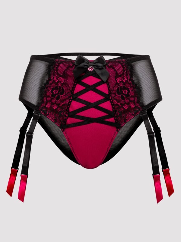 Lovehoney Plus Size Boudoir Belle Cherry High-Waisted Brazilian Garter Panties