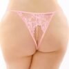 Fantasy Lingerie Plus Size Bottoms Up Pink Lace Crotchless Pearl Thong