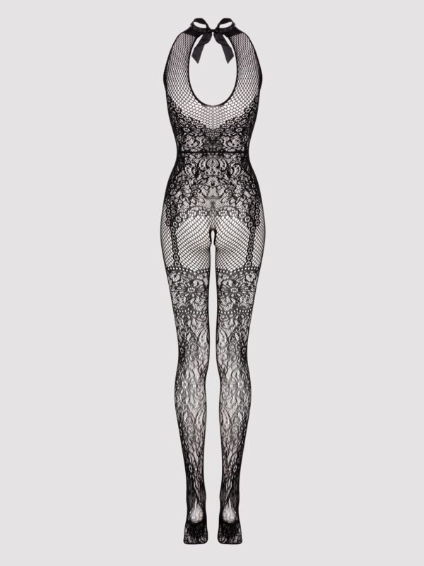 Lovehoney Plus Size Lace and Fishnet Crotchless Basque Bodystocking