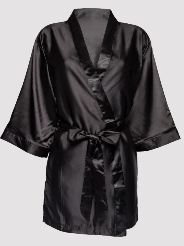 Lovehoney Plus Size Short Black Satin Robe