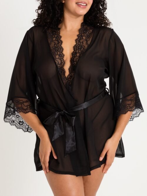 Lovehoney Plus Size Barely There Sheer Black Robe