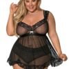 a49485g87496_1 Exposed Plus Size Black Lace and Mesh Cami Set