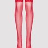 Lovehoney Plus Size Red Fishnet Lace Top Thigh High Stockings