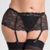 Lovehoney Plus Size Love Me Lace Deep Garter Belt Black
