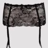 Lovehoney Plus Size Love Me Lace Deep Garter Belt Black
