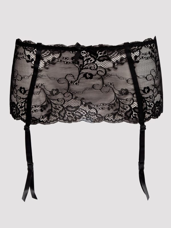 Lovehoney Plus Size Love Me Lace Deep Garter Belt Black