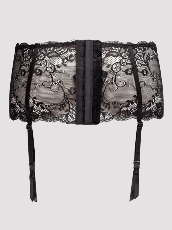 Lovehoney Plus Size Love Me Lace Deep Garter Belt Black