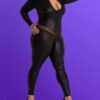 Lovehoney Plus Size Fierce Wet Look Zipper Cut-Out Catsuit
