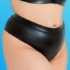 Lovehoney Plus Size Fierce Wet Look Cut-Out Crotchless Thong