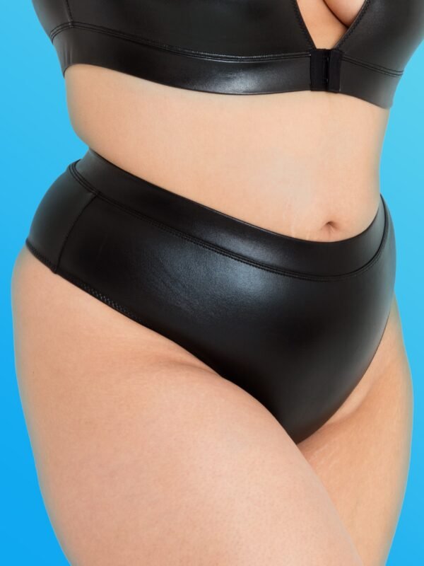 Lovehoney Plus Size Fierce Wet Look Cut-Out Crotchless Thong