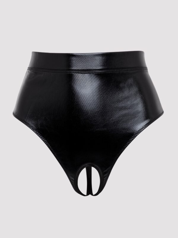 Lovehoney Plus Size Fierce Wet Look Cut-Out Crotchless Thong