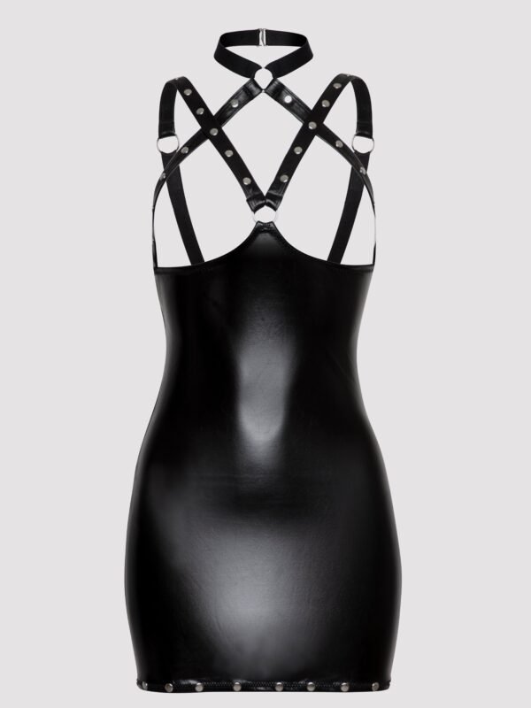 Lovehoney Plus Size Fierce Tough Love Black Wet Look Open-Cup Mini Dress