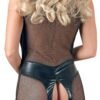 Cottelli Wet Look and Sheer Crotchless Teddy