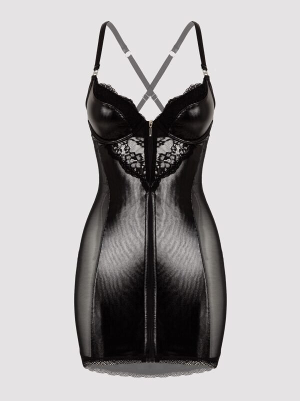 Lovehoney Plus Size Fierce Wet Look and Lace Zip-Up Dress