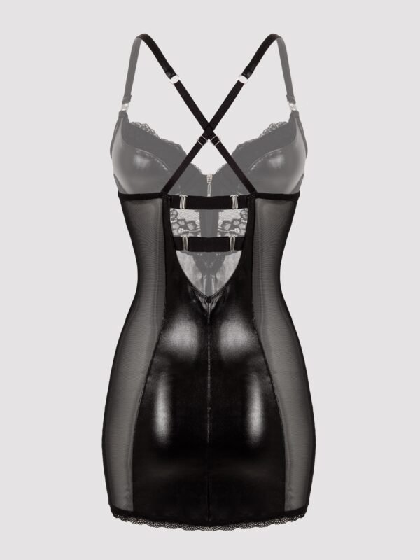 Lovehoney Plus Size Fierce Wet Look and Lace Zip-Up Dress