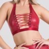 a48411g86227_1 Lovehoney Fierce Leather Look Lace-Up Red Halterneck Bra