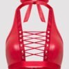 a48411g86227_5 Lovehoney Fierce Leather Look Lace-Up Red Halterneck Bra