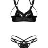 Obsessive Black Kiera Lise Wet Look Two-Piece Crotchless Bra Set