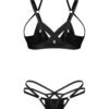Obsessive Black Kiera Lise Wet Look Two-Piece Crotchless Bra Set