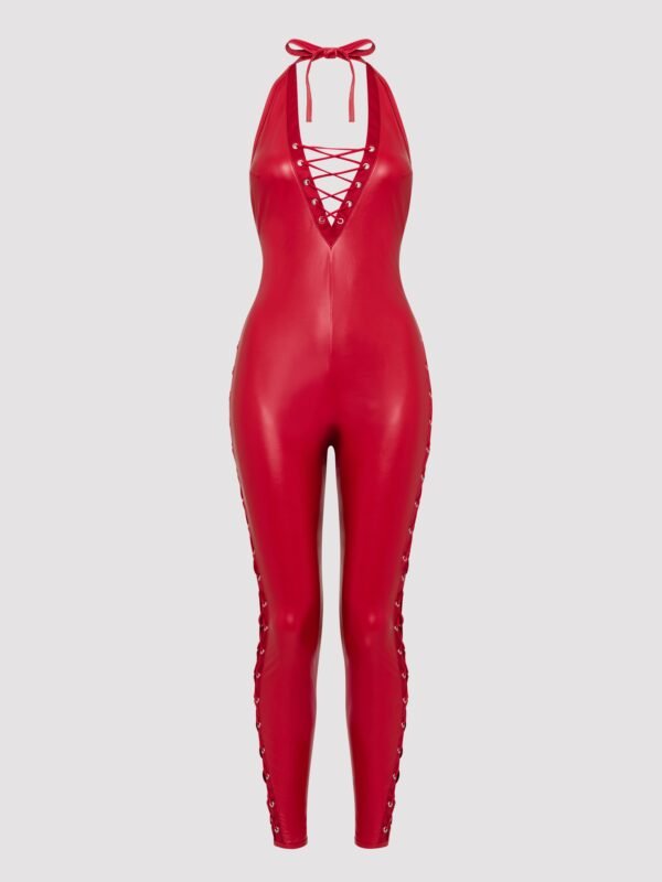 a48198g86237_5 Lovehoney Fierce Leather Look Lace-Up Catsuit