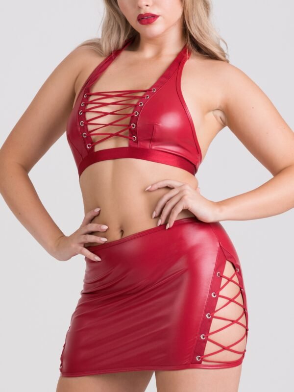 a48413g86232_3 Lovehoney Fierce Leather Look Lace-Up Red Skirt