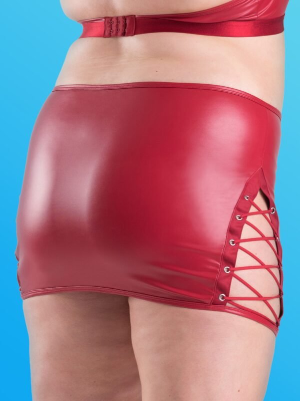 Lovehoney Plus Size Fierce Leather Look Lace-Up Red Skirt