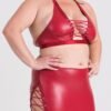 Lovehoney Plus Size Fierce Leather Look Lace-Up Red Skirt