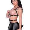 Exposed Lust Black Wet Look Open-Cup Studded Skirted Dress Set